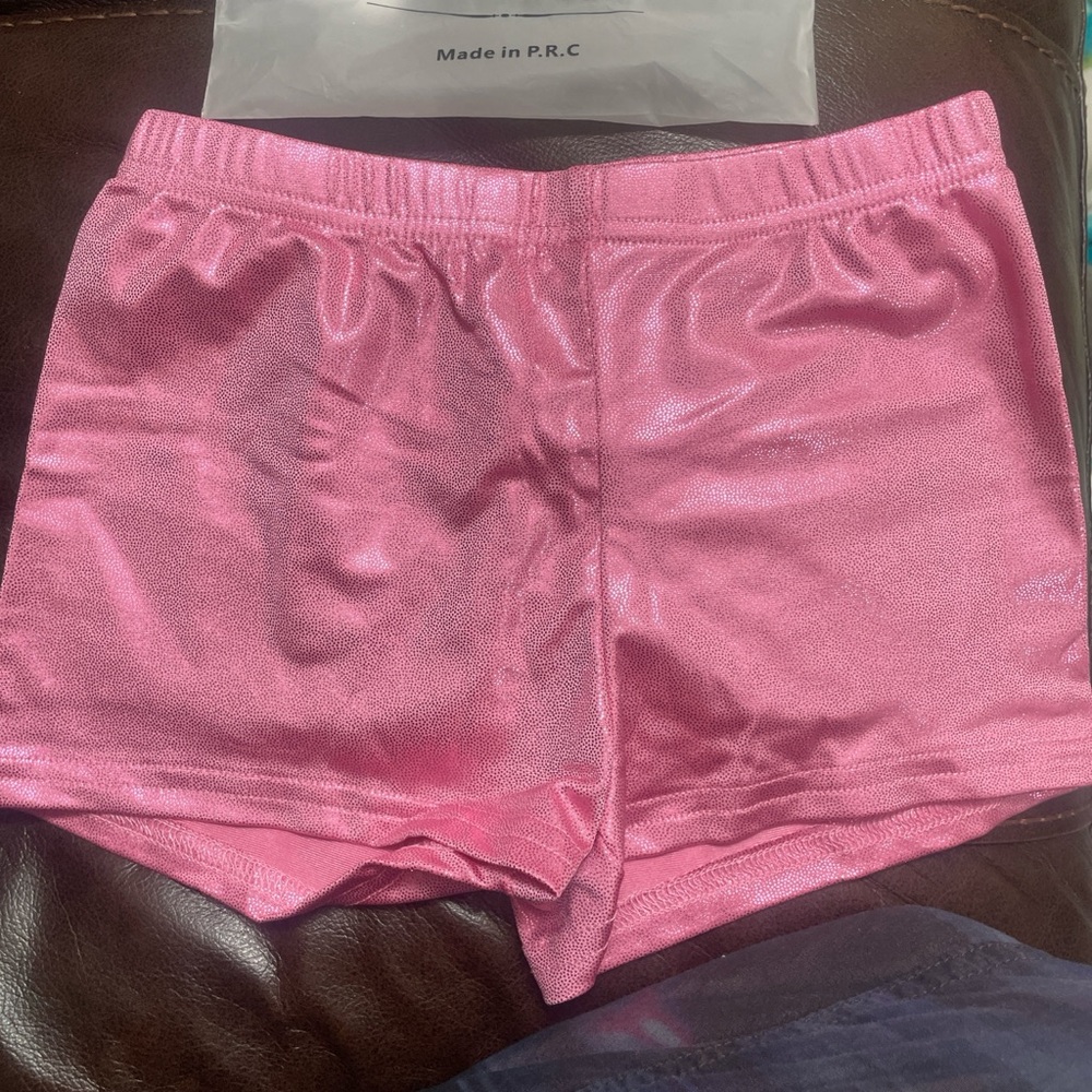 Girls' Pink Athletic Shorts with Elastic Waist
